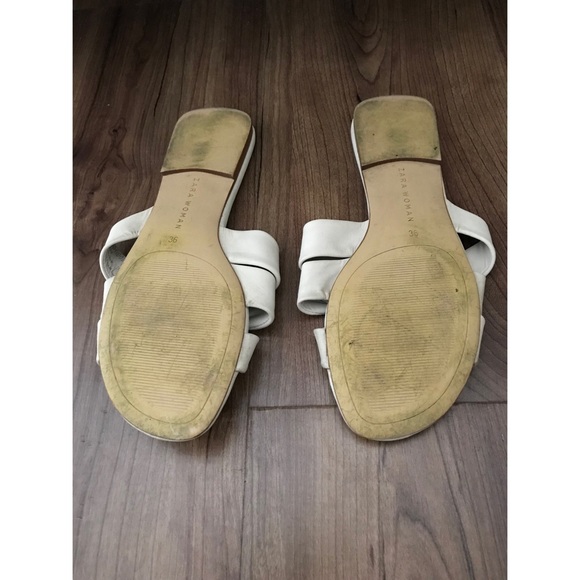 Zara- Cream Leather Flat Sandal - Picture 4 of 4